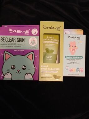 The Crème Shop Trio Clear Skin Masks 3, 2 In 1 Daily Cleanser, Pore Strips